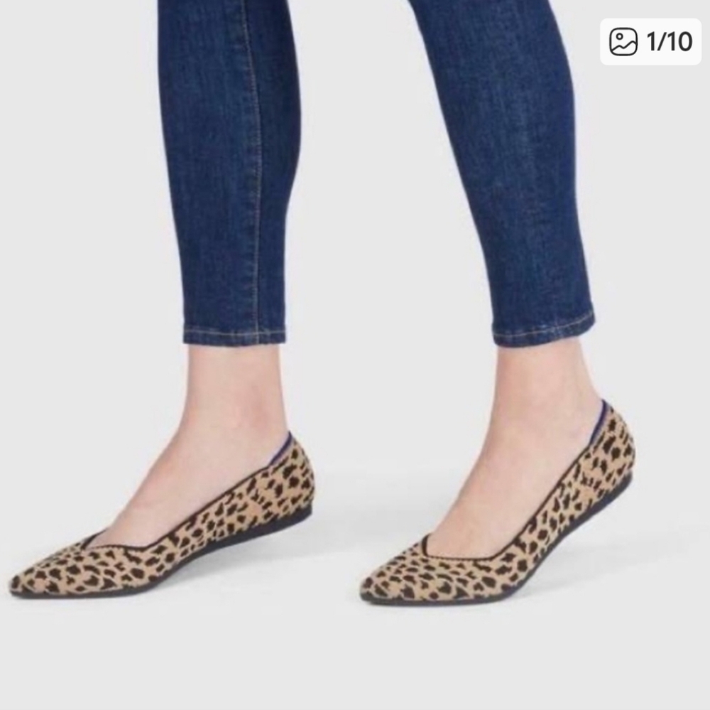 Rothy's Point Retired Leopard Print Flats Sz 9.5